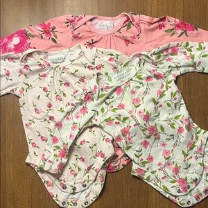 Dundie Floral Kids One Pieces Bodysuits - Pink and Cream